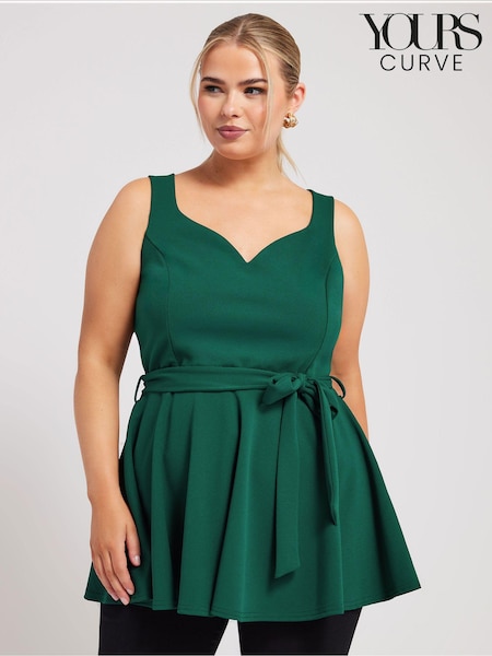 Yours Curve Green Sweetheart Peplum Top (B71111) | €24