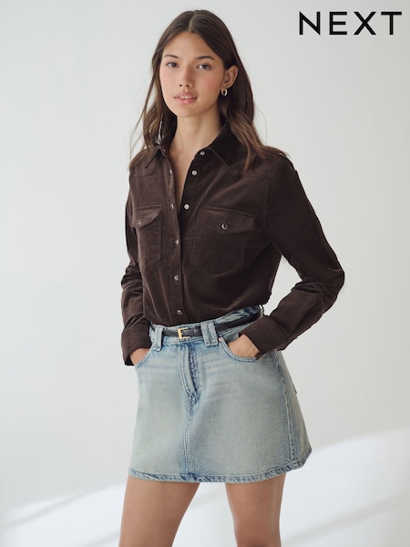 Chocolate Brown Long Sleeve Corduroy Shirt (B71175) | €23.50