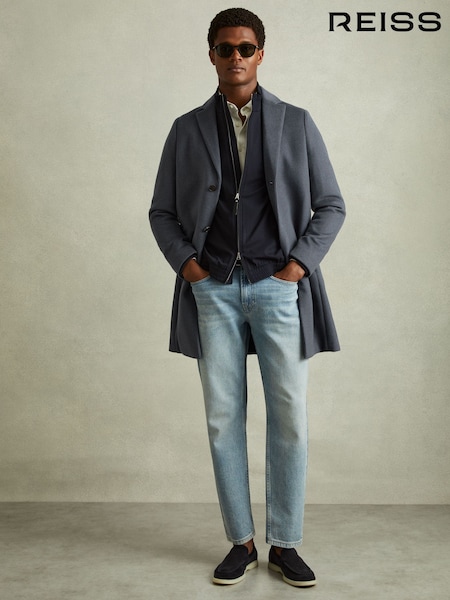 Reiss Airforce Blue Gable Wool Blend Single Breasted Overcoat (B71253) | €476