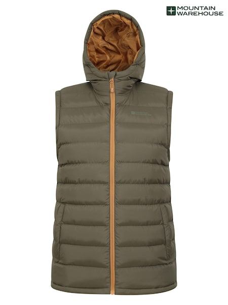 Mountain Warehouse Green Seasons Mens Water-Resistant Hooded Padded Gilet (B71365) | $84
