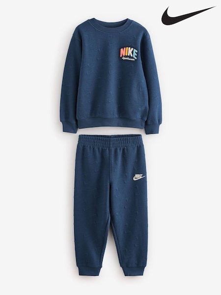 Nike Blue Little Kids Powder Play Jacquard Crew Tracksuit (B71382) | €60