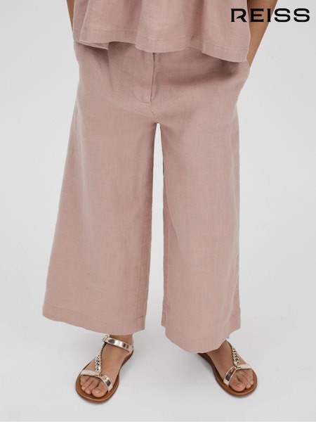 Reiss Pink Dani Senior Linen Loose Fit Trousers (B71399) | AED360