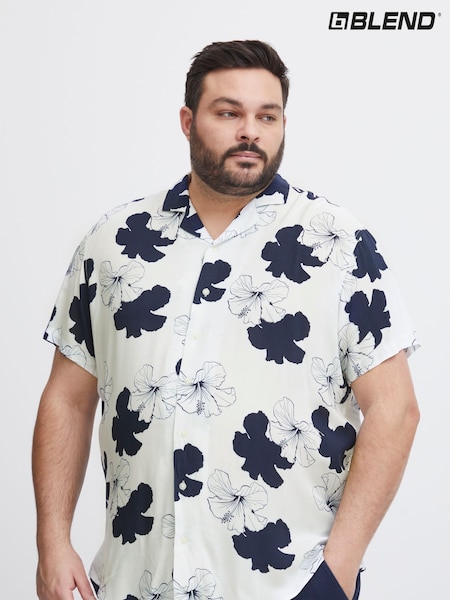 Albastru - Cămașă Blend Floral Resort Mânecă scurtă (B71444) | 125 LEI