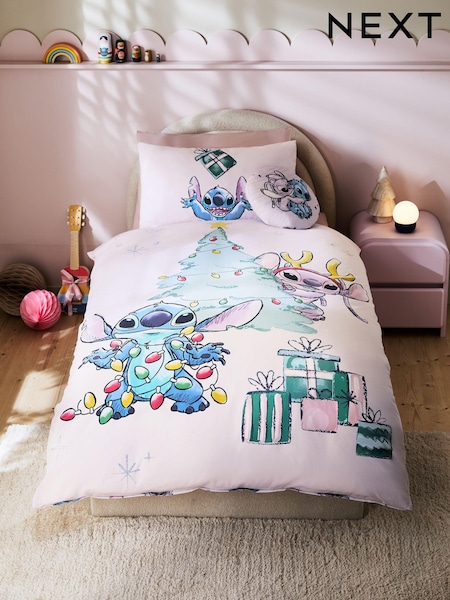 Lilo & Stitch Pink Christmas 100% Cotton Duvet Cover and Pillowcase Set (B71479) | 116 SAR - 163 SAR