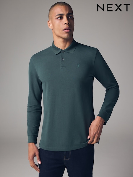 Green Long Sleeve Pique Polo Shirt (B71550) | €4