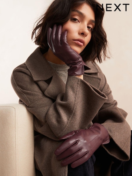 Burgundy Red Leather Gloves (B71613) | €23