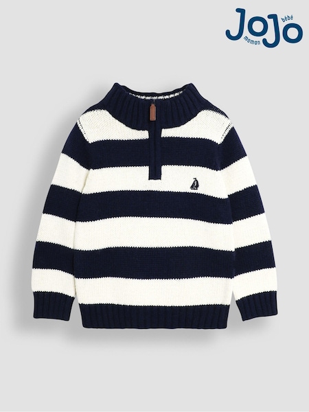 JoJo Maman Bébé Navy Half Zip Jumper (B71618) | €42