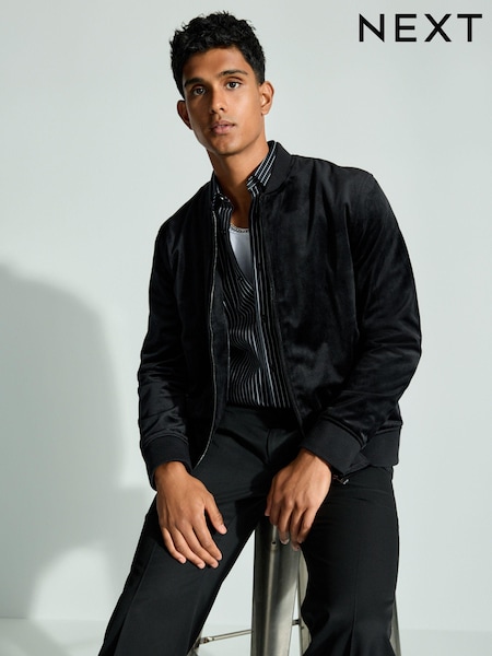 Black Velvet Bomber Jacket (B71648) | AED151