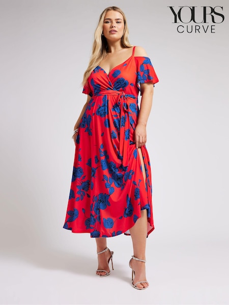 Красно-синие - Yours Curve London Floral Bardot Maxi Dress (B71765) | €70