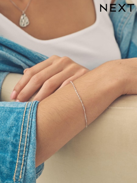 Sterling Silver Twisted Chain Bracelet (B71859) | €18