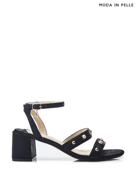 Moda in Pelle Morrila Two Part Pearl Detail Block Sandals (B71971) | ₪397