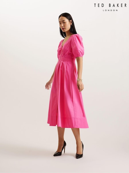 Ted Baker Purple Ledra Puff Sleeve Midi Dress (B72008) | €67