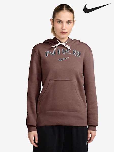 Nike Burgundy Red Phoenix Fleece Standard Pullover Varsity Logo Hoodie (B72150) | €51