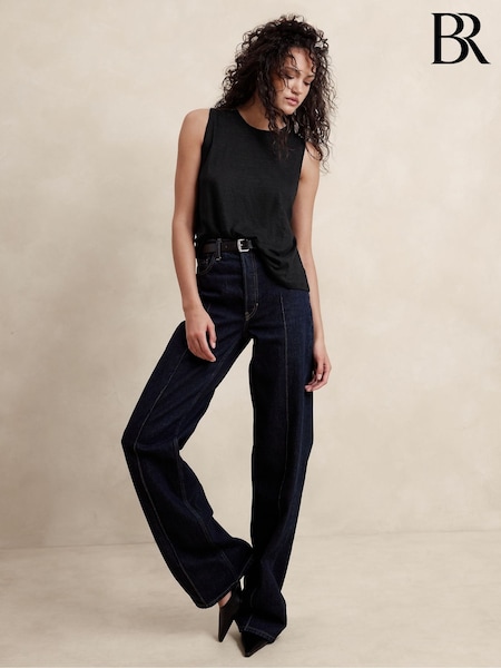 Banana Republic Black Linen Twist-Back Vest (B72164) | €31