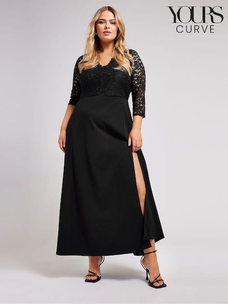 Yours Curve Black Lace Maxi Dress (B72227) | €72