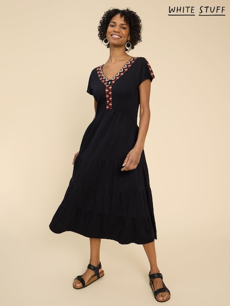 White Stuff Black Jersey Tabitha Midi Dress (B72270) | €47.50