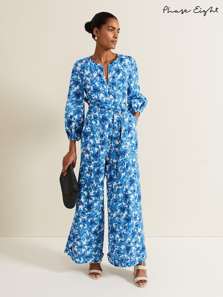 Phase Eight Blue Floral Zip Jumpsuit (B72458) | €79