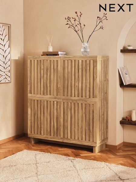 Natural Slatted Tall Sideboard (B72475) | €675