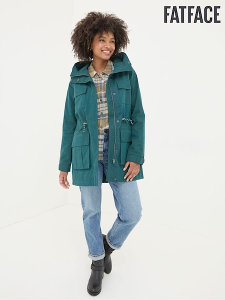 FatFace Tiegan Teal Blue Waterproof Coat (B72482) | ₪553