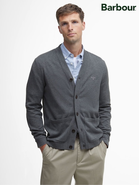Barbour® Grey Marl Pimi 100% Cotton Knitted Cardigan (B72487) | ₪630