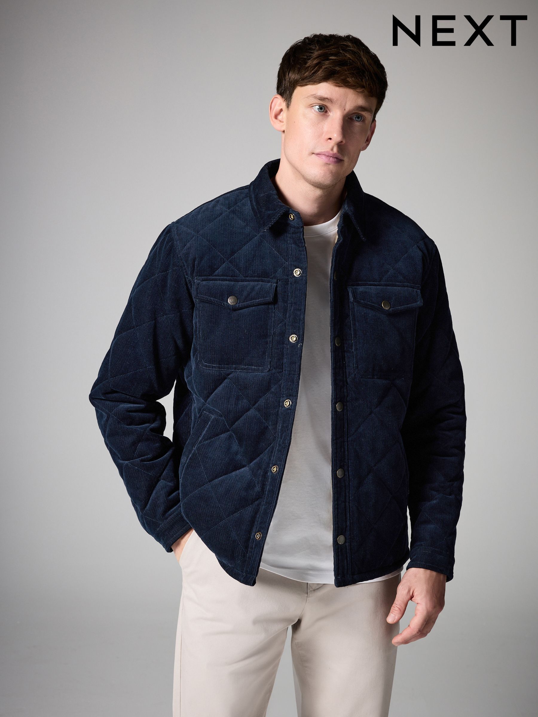 Wrangler navy cord borg jacket outlet
