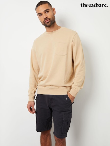 Natural - Hanorac cu gât roșu și buzunar Threadbare (B72600) | 91 LEI