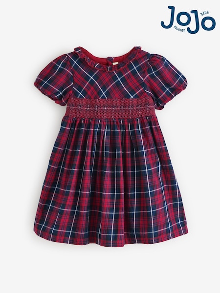 JoJo Maman Bébé Christmas Red Tartan Party Dress (B72603) | €64 - €73