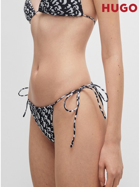 HUGO Tie-Side Black Bikini Bottoms With Repeat Logo Print (B72646) | €24