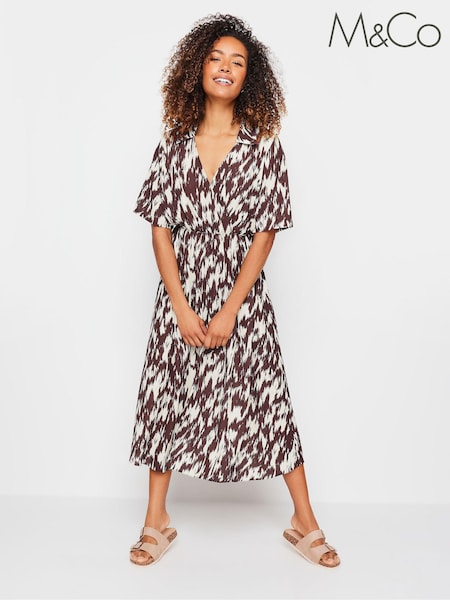 M&Co Brown Printed Collared Shift Dress (B72658) | €30