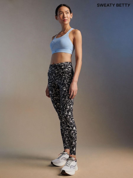 Sweaty Betty Black Electric Texture Print Full Length Power Workout Leggings (B72711) | €56