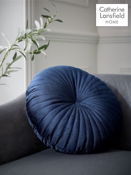Catherine Lansfield Navy Blue Round Soft Touch Cushion (B72781) | €17
