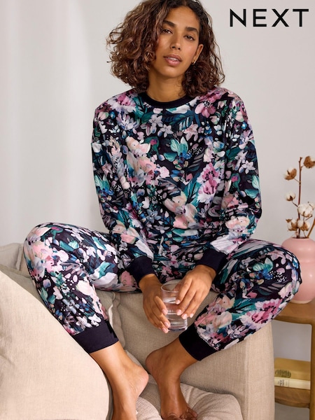 Brown Floral Cosy Long Sleeve Pyjamas (B72810) | €27