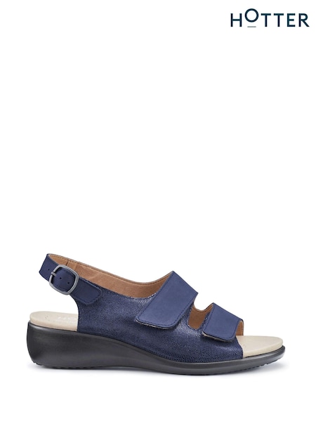 Hotter Blue Wide Fit Easy II Touch Fastening Buckle Sandals (B72852) | €126