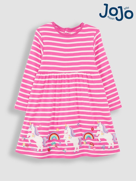 Розовый с единорогом - JoJo Maman Bébé Appliqué Dress (B72872) | €35
