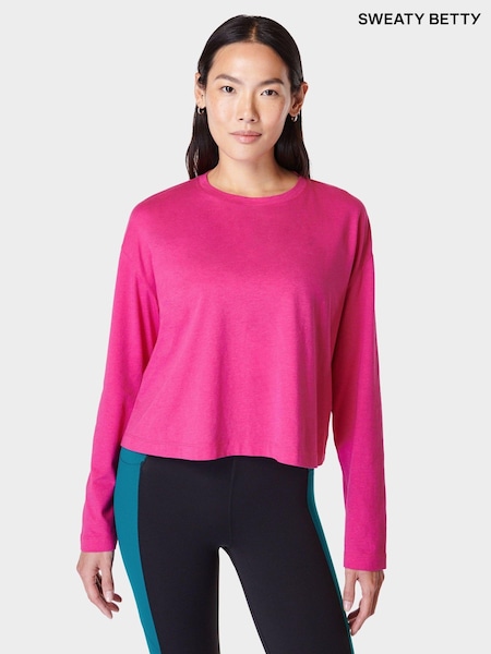 Sweaty Betty Beet Pink Essential Crop Long Sleeve T-Shirt (B72881) | €21.50