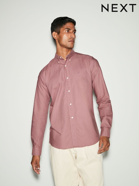 Mauve Purple Slim Fit Long Sleeve Oxford 100% Cotton Shirt (B72898) | 64 QAR