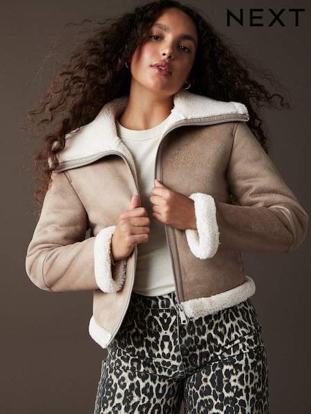 لون محايد - Teddy Borg Aviator Jacket (B72998) | ‏151 د.إ.‏