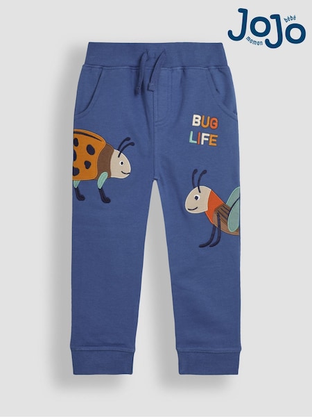 JoJo Maman Bébé Denim Blue Bug Appliqué Pet in Pocket Joggers (B73029) | 125 zł