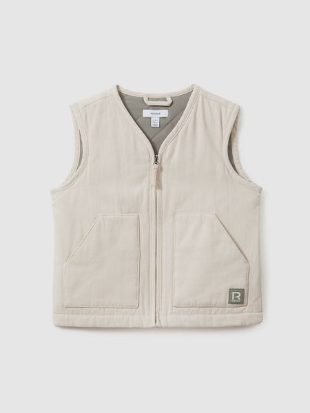 Reiss Off White Hayes 13-14 yrs Cotton Quilted Gilet (B73156) | €79