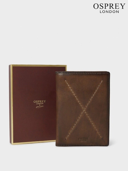 Osprey London The X Stitch Leather RFID Brown Passport Cover (B73163) | 223 QAR