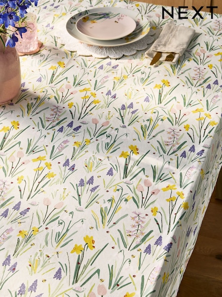 Sage Green Lila Floral Print Wipe Clean Tablecloth (B73269) | $39 - $46