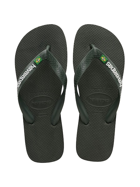 Grey/Black - Havaianas Brasil Logo Flip Flops (B73283) | 125 LEI
