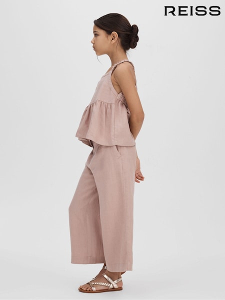 Reiss Pink Dani 4-9 yrs Linen Loose Fit Trousers (B73303) | AED324