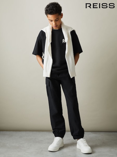 Reiss Black Lucian 3-9 yrs Technical Drawstring Cuffed Cargo Trousers (B73339) | €42