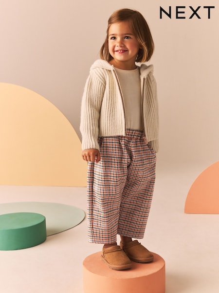 Neutral Check Textured Barrel Leg Trousers (3mths-7yrs) (B73367) | AED32 - AED39