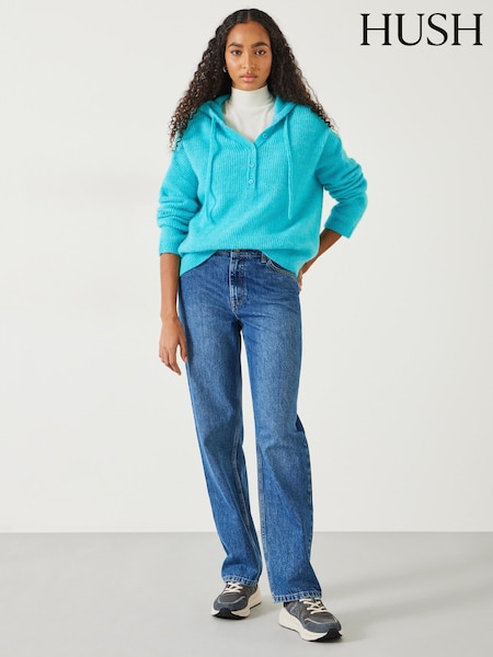 Hush Mid Wash Blue Remy Straight Slouch 100% Cotton Jeans (B73385) | €107
