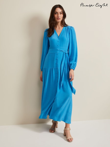 Phase Eight Blue Tori Button Through Maxi Dress (B73429) | €72