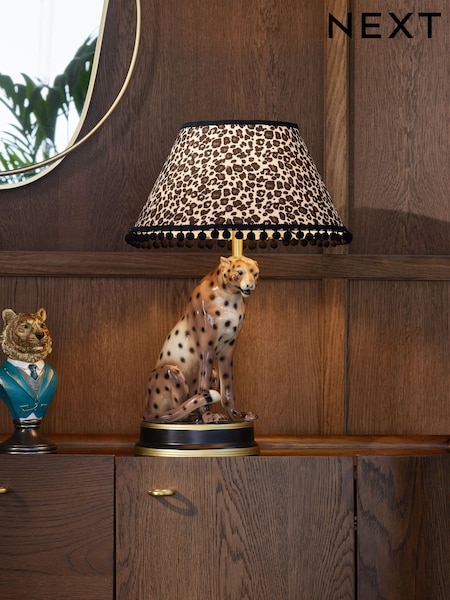 Natural Rita Cheetah Table Lamp (B73530) | €153