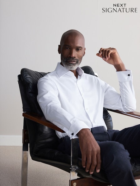 White Slim Fit Signature Egytian 100% Egyptian Cotton Shirt (B73558) | €63