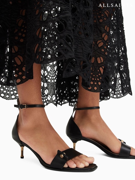 AllSaints Black Gloria Sandals (B73591) | 492 QAR
